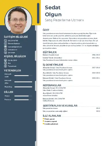 Satış Pazarlama CV Örnekleri cv indir
